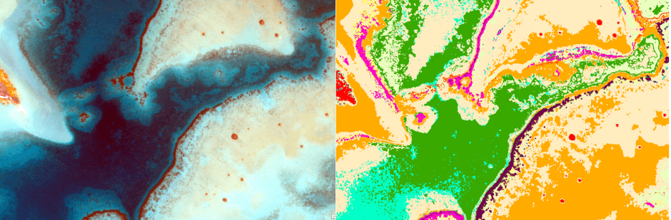 Satellite Image alongside the Seafloor Classification in the Red Sea