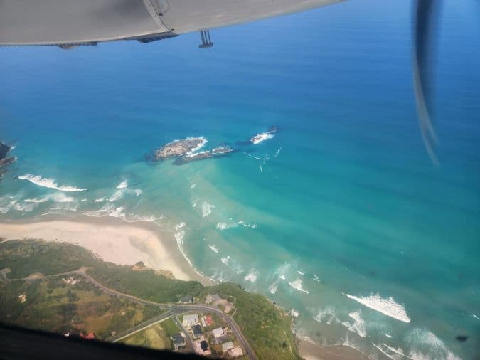 Aerial view of the South Island New Zealand displaying turbid sea conditions.(Image courtesy: Noah Edelson)